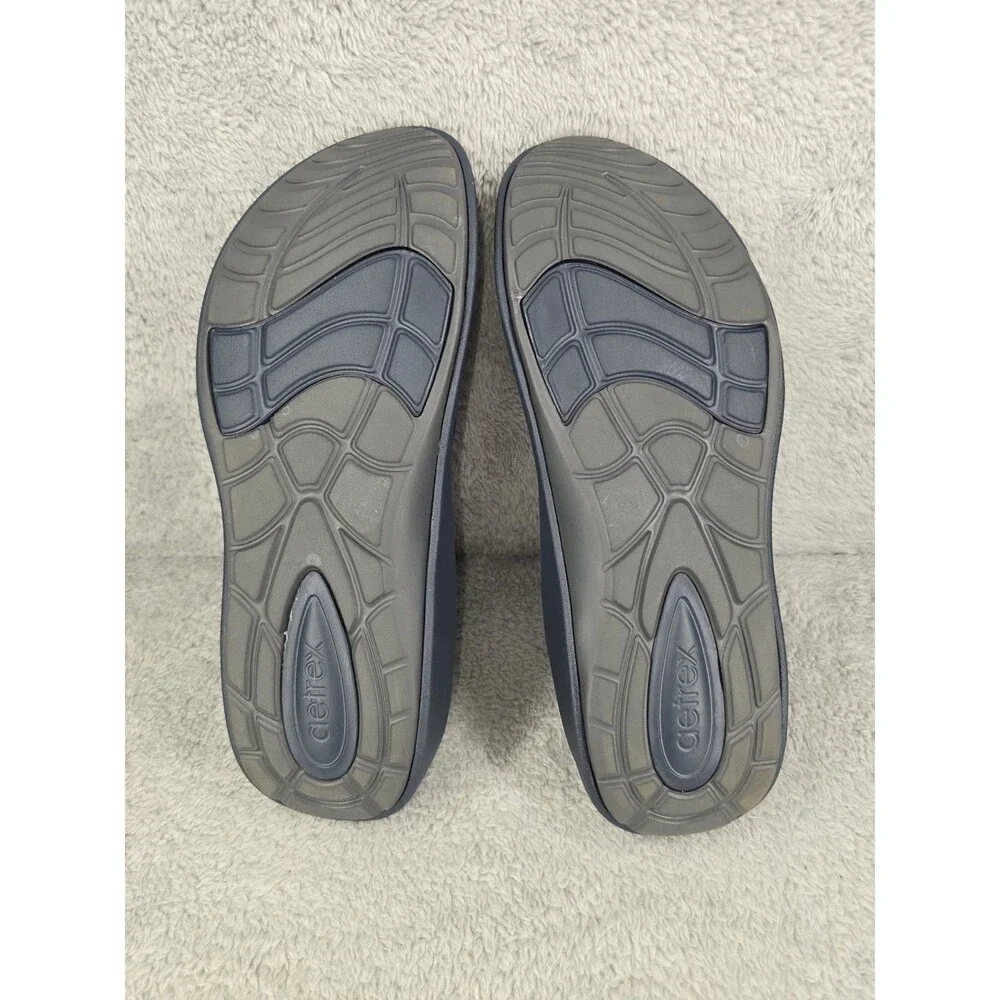 Aetrex Mens Size 13 Navy Blue Thong Sandals Orthotic Comfort Flip Flops Water...